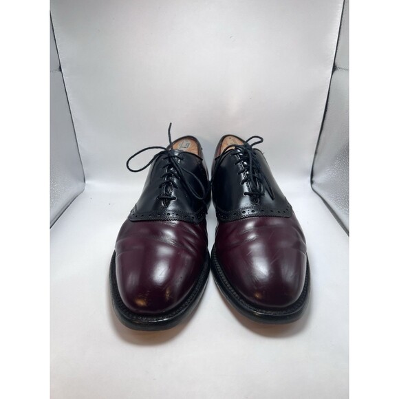 Allen Edmonds Polo Burgundy & Black Leather Oxford Dress Shoes Size 9 3E EEE - Picture 3 of 6